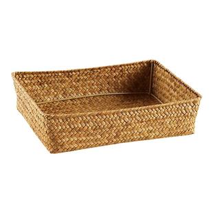 Kens海草编织桌面杂物盒洗漱护肤用品整理篮茶几遥控器钥匙收纳筐