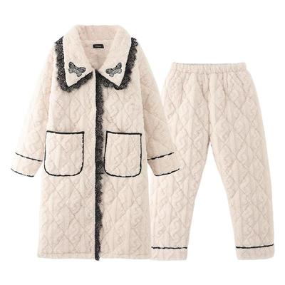 睡袍夹棉珊瑚睡衣女冬季轻奢原创