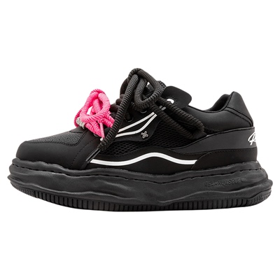 RELAXURSELF休闲板鞋情侣款厚底隐形增高黑白拼接百搭运动鞋女鞋