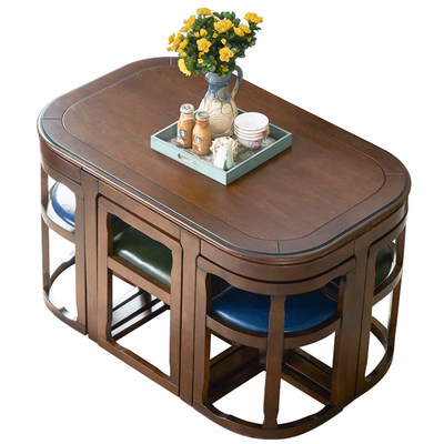 世匠北欧实木可收纳餐桌