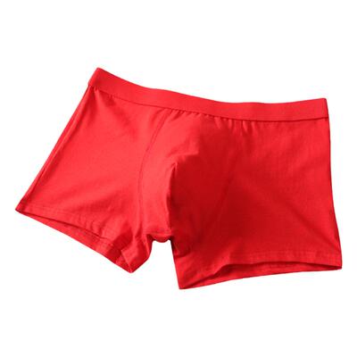 男士本命年大红色全棉中腰四角裤