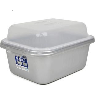 爱丽思洗菜盆双层放碗筷漏盆碗碟架厨房收纳沥水架带盖塑料沥水篮