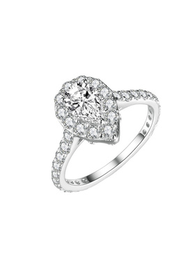 Witther小众设计围镶梨形水滴钻戒指女轻奢婚戒925银高级感秋冬