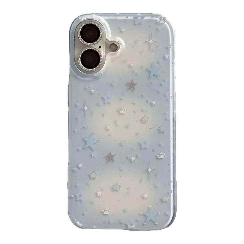 蓝白晕染星星适用iphone18promax手机壳苹果16promax少女心14pro小清新13新款简约12/17proIMD防摔保护壳15