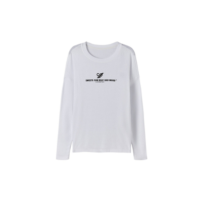 U/TI白色简约印花亲肤T恤女装 长袖百搭透气休闲尤缇2024春季新款