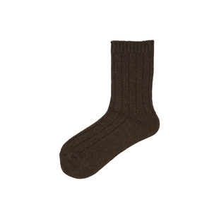 BigSocks粉棕毛线中筒袜可露丽风穿搭秋冬保暖羊毛兔毛袜子舒适可