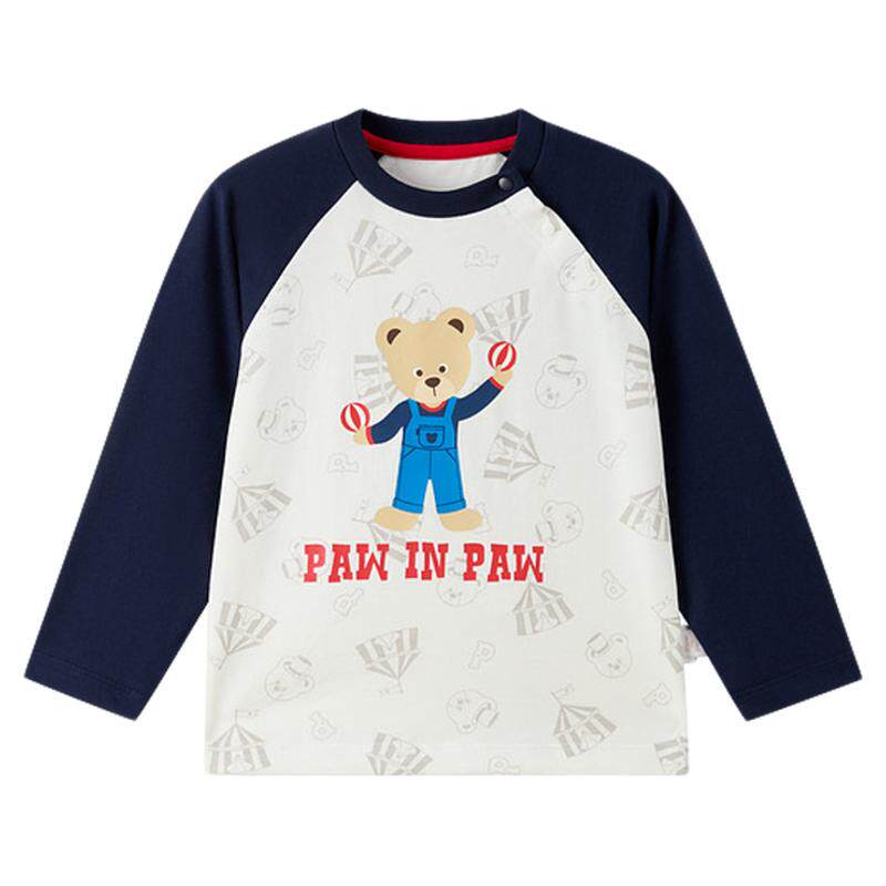 PawinPaw小熊童装秋季男女宝宝撞色T恤