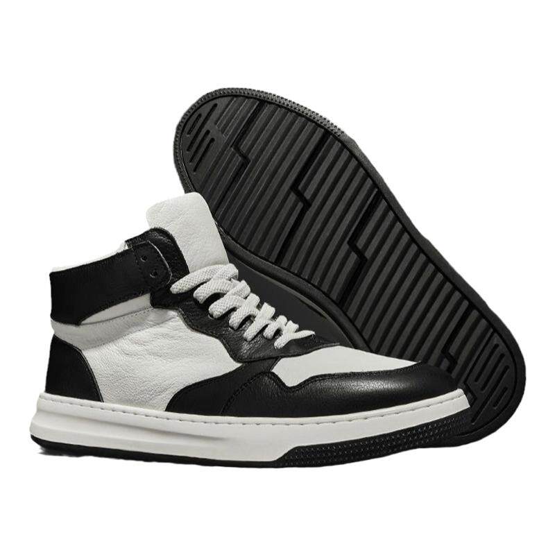 头层牛皮真皮四季新款男鞋百搭潮高帮鞋