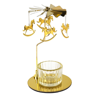 走马灯旋转烛台木马香薰蜡烛杯托台烛光晚餐浪漫氛围感道具礼物