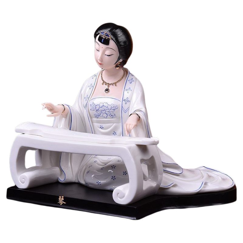 东方泥土古典美女陶瓷器书房摆件