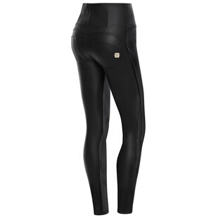 蜜桃提臀裤PU皮弹力紧身显廋美臀运动裤高低腰健身瑜伽加绒皮裤女