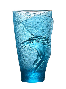 琉璃【马首花瓶】马年送礼吉祥