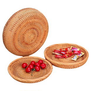 藤编收纳篮 创意家居水果盘 零食盒糖果篮 茶点盒 茶几收纳筐包邮