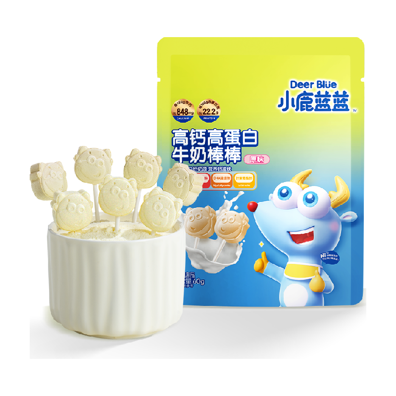 小鹿蓝蓝高钙高蛋白牛奶棒原味宝宝儿童零食糖果品牌60g?X1袋