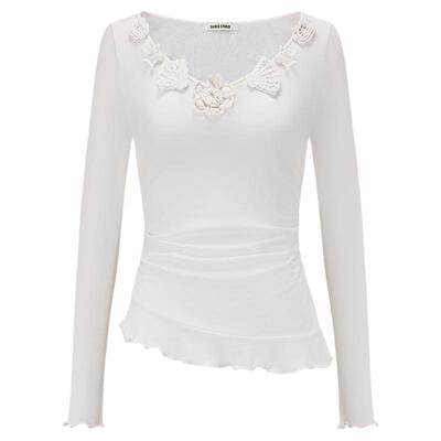 SHROENRO法式花朵针织修身上衣