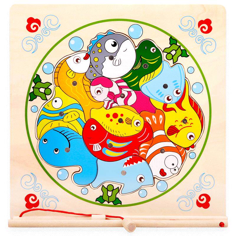木马智慧钓鱼玩具儿童益智磁性鱼益智玩具1一2岁亲子早教互动玩具