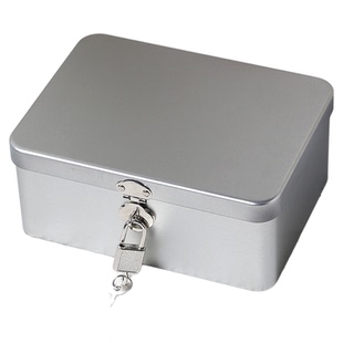 马口铁收纳盒带锁学生宿舍储物整理盒存钱罐密码桌面小盒子可定制