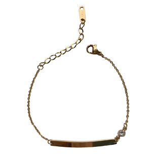 定制刻字母名字镀18K金方条镶钻手链闺蜜女友生日礼物