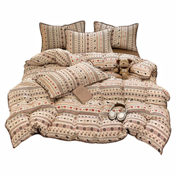 ins费尔岛风纯棉床上四件套全棉2026新款被套学生宿舍床单三件套4