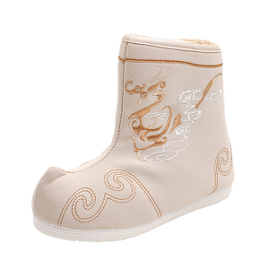 2024龙年男童汉服鞋古风布鞋男宝加绒唐装棉鞋儿童中国风古装靴子