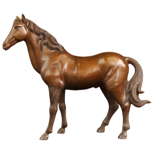 纯黄铜马摆件铜马站马生肖马家居客厅办公室马年吉祥物招财礼品