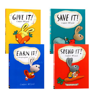 送音频 英文原版小兔子学花钱系列4册Moneybunny理财兔省钱save it赚钱earn捐钱give花钱spend绘本幼儿童理财财商培养小狗钱钱