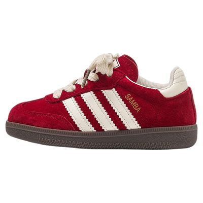 官网联名儿童德训鞋新款红色真皮