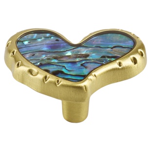 不止铜匠黄铜心形天然贝壳抽屉小拉手单孔明装法式复古衣柜门把手