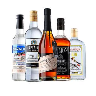 【自营】洋酒调酒基酒套装伏特加威士忌白兰地朗姆酒金酒五大基酒