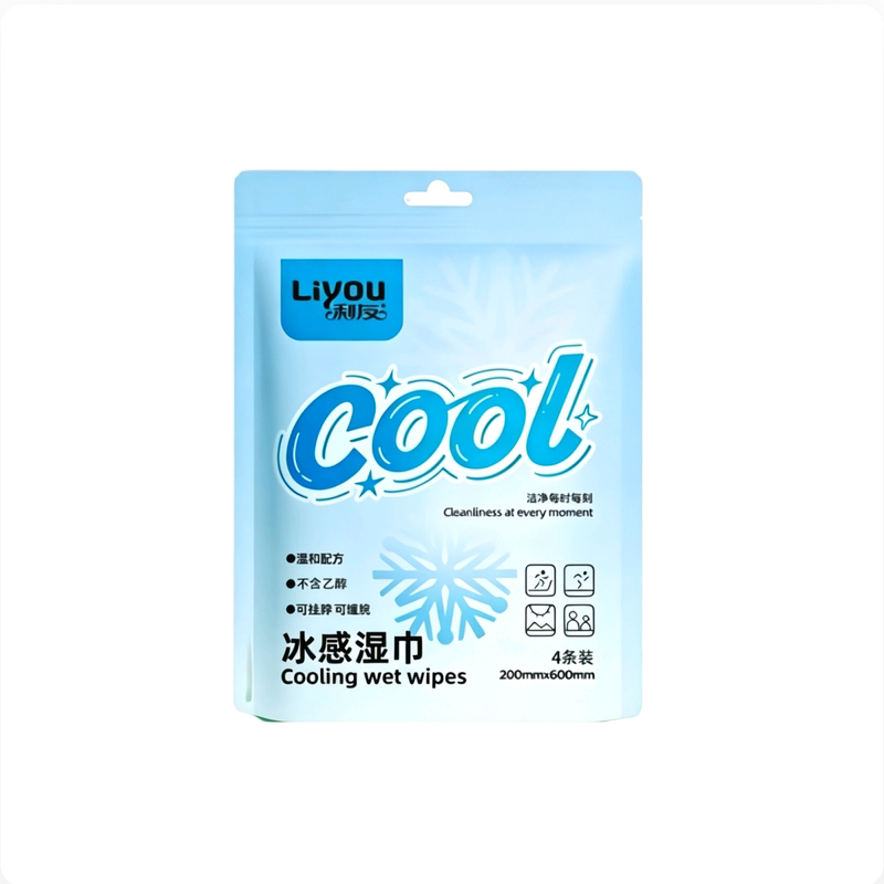 利友冰感湿巾4条装补水降温