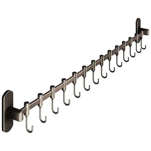 厨房挂钩免打孔 枪灰挂杆壁挂 厨具用品挂架置物架挂勺子专用排钩