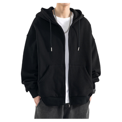 黑色连帽开衫卫衣男款潮牌运动