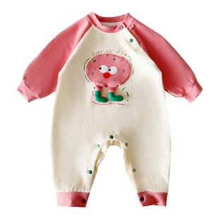 婴幼儿开春衣服甜美可爱小宝宝连体衣春秋季新款小孩外出哈衣爬服