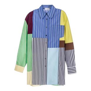 SHORT SENTENCE /短句潮流都市女士拼接色时尚长袖衬衫银泰301574