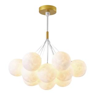 星的光奶油风现代简约卧室儿童房高亮护眼温馨3D月球网红泡泡吊灯