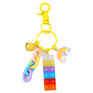 可爱积木彩虹铃铛喜庆钥匙扣挂件装饰包包汽车钥匙圈卡通创意礼物