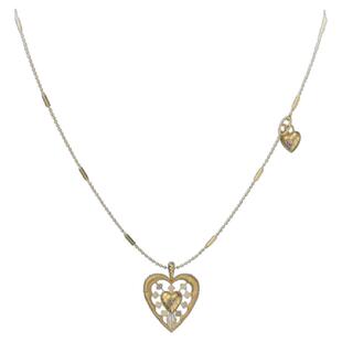 GOOGMO金色项链女法式复古精致高级长款爱心吊坠锁骨链配饰毛衣链