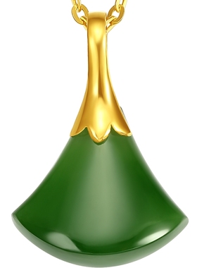 六桂福珠宝金镶玉裙摆吊坠