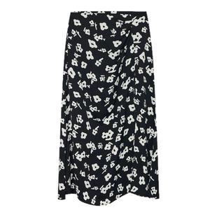 飘蕾黑色韩系碎花半身裙女夏季新款高腰a字直筒裙长款小个子