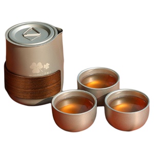 茶具便携式双层茶杯钛化合金
