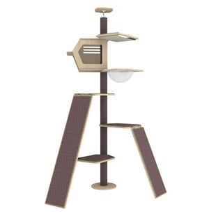 喵林苑实木顶天立地猫爬架通天柱猫窝猫树一体猫架吊床太空舱