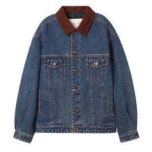 GANT/甘特秋冬新款女士牛仔棉服复古时髦老钱风细线牛仔外套上衣