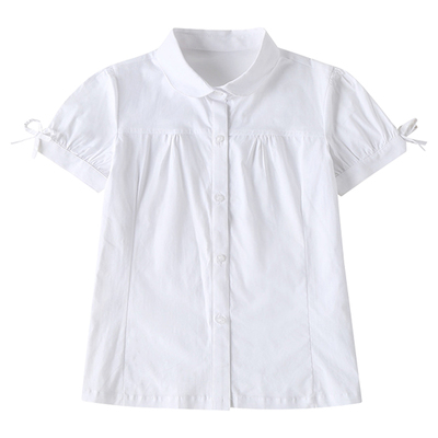 纯棉夏季白色蝴蝶结袖口衬衣校服