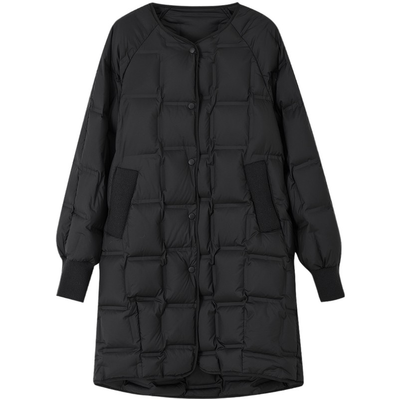 德玛纳轻量感90鸭绒压胶羽绒服女26冬季新款中长款面包服保暖外套
