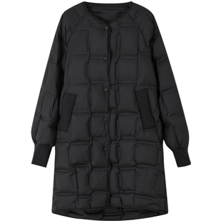 德玛纳轻量感90鸭绒压胶羽绒服女25冬季新款中长款面包服保暖外套