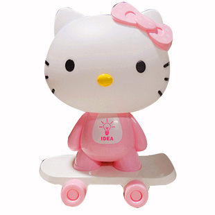 创意卡通礼物插电滑板KT猫台灯卧室床头灯儿童房女孩闺蜜小夜灯