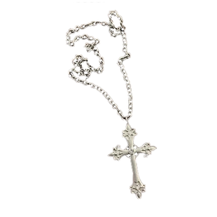 韩国小众设计bm同款银色大十字架项链女长款颈链朋克复古y2k颈饰