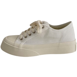 帆布鞋女日系风可爱厚底百搭丑萌大头鞋ins潮复古圆头低帮小白鞋