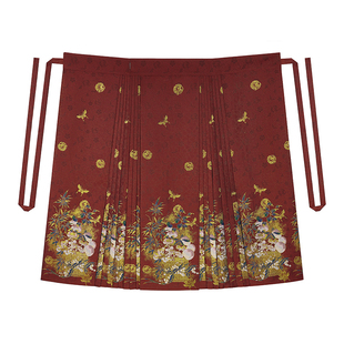 玉桃灵竹织造司原创明制汉服方领半袖交领上衣仿妆花织金马面裙女