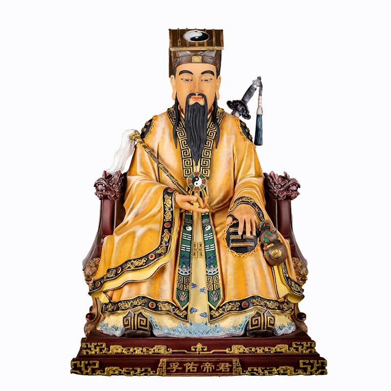 铜古旧新彩绘吕洞宾神像家用供奉孚佑帝君神像纯阳真人吕祖像摆件